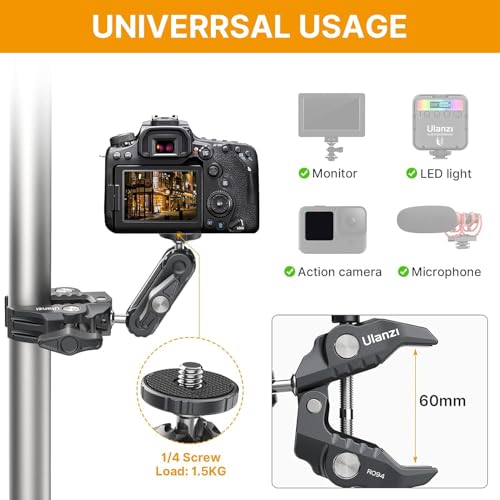 Image of UURig R094 Super Clamp Multi-Functional Camera C Clamp, Video Shooting, Mobile Clamp for Action Cam, Selfie Live Streaming