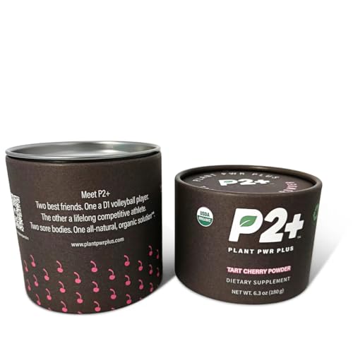 Image of P2+ Tart Cherry Powder - Workout Recovery and Sleep Aid - Helps Reduce Muscle Soreness and Inflammation - Improve Sleep Quality - No Sugar Added - USDA Organic Certified - 30 servings, Take Daily