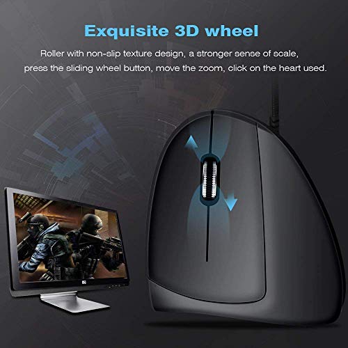 Weskimed Mouse Verticale AU Mouse Verticale Ottico|Mouse Verticale Design Ergonomico 3200-2000-1200-800 DPI con Cavo Previene Il Disturbo del Tunnel Carpale (Sindrome RSI) 5 Pulsanti per Mano Destra