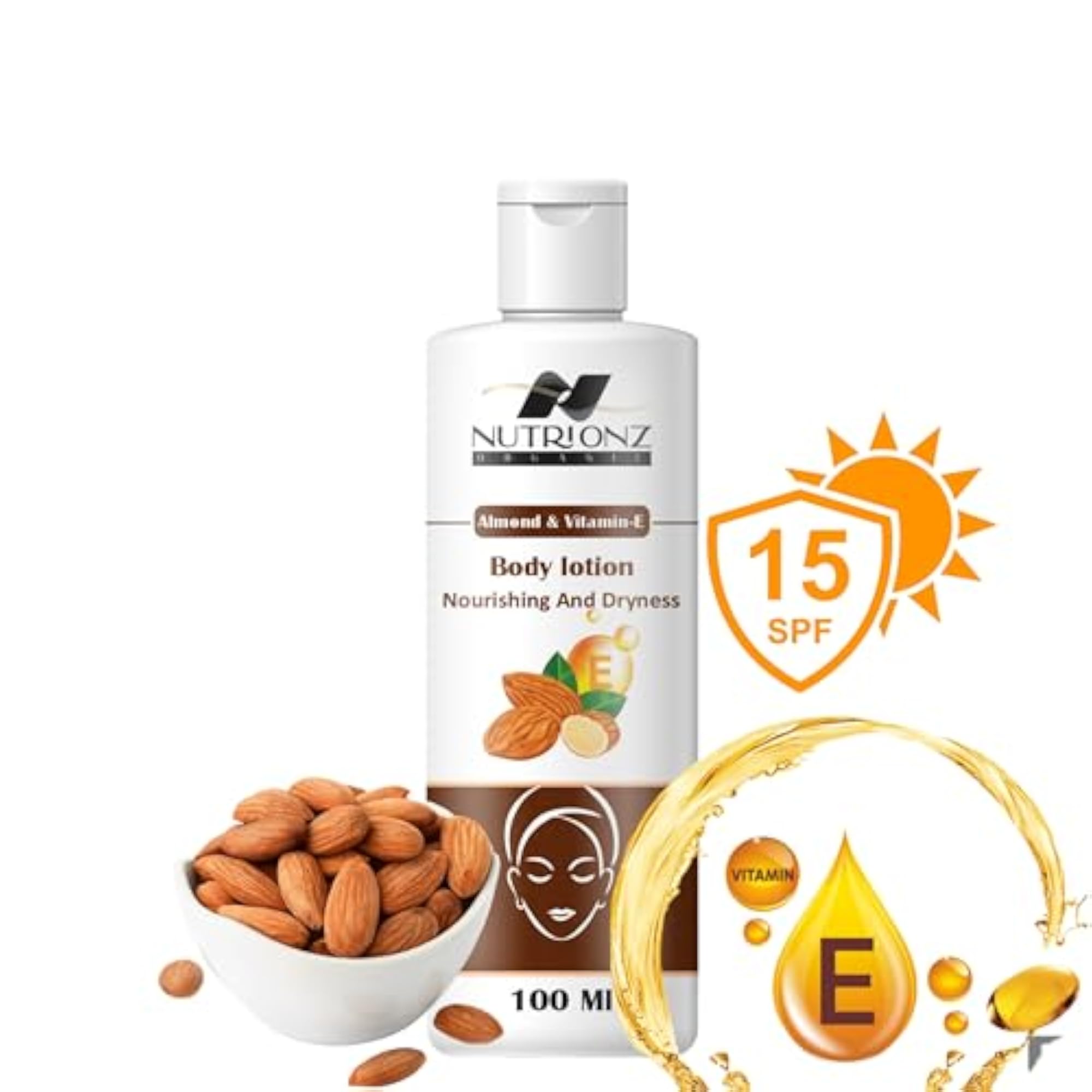 Body Lotion With SPF 15+, Almond & Vitamin E, 100ml