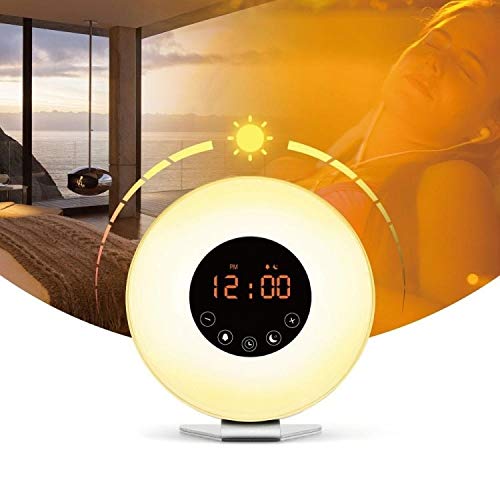 SHEEP Reloj de la mesilla de Alarma de Radio LED multifunción táctil Inteligente de Despertador Despertador Ligero con Radio FM El Tiempo preciso