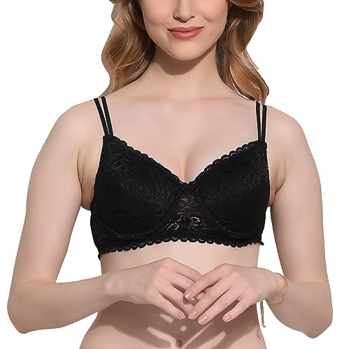 Image of FIMS - Fashion is my style Women Cotton Lycra Floral Lace Lightly Padded Bra Wired Seamless Fullcoverage Multicolor Cup- B