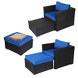 Kinsunny Wicker Furniture Set PE Wicker Rattan Outdoor All Weather Cushioned Sofas and Ottoman Set...