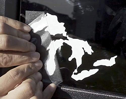 Image of Great Lakes Sticker Michigan Car Decal Premium Heavy-Duty Waterproof Vinyl for Bumpers, Windows, Laptops, Water Bottles or Coolers (White, 4.75 inch Wide)