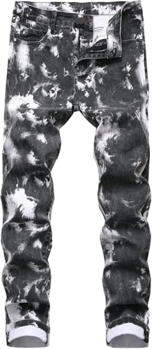 Men's Slim Fit Stretch Straight Leg Jeans Skinny Biker Jeans for Men Fashion Vintage Distressed Denim Pants