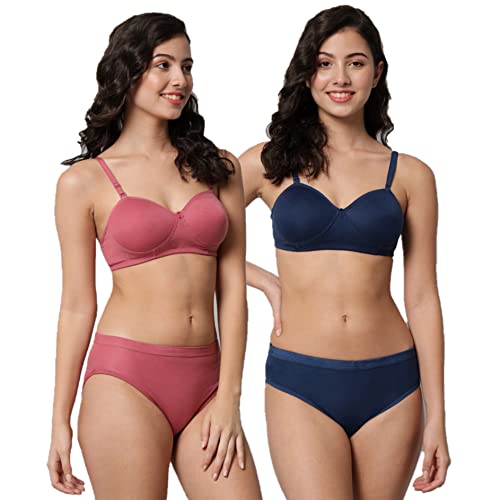 Image of Women Sexy Cotton 2 Piece Bra and Panties Lingerie Set for Honeymoon | Anniversary | Everyday Bra Panty Combo