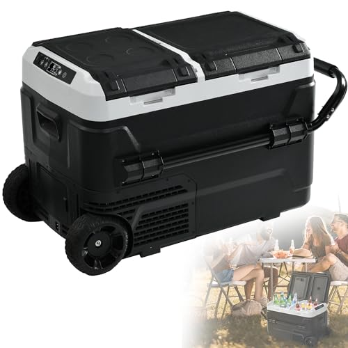 Qiang 42l Réfrigérateur De Voiture Portable Congélateur Glaciere électrique à Compression,Double Zone avec Contrôle De Température Indépendant 12/24v DC Et 100-240v AC,pour Maison,Dortoir,Camping