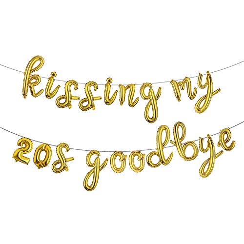 Kissing My 20s Goodbye Decorations Kissing My 20s Goodbye Banner Balloons 30th Birthday Balloon Dirty 30 Balloon (L 20S GOODBYE Gold)