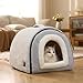 OMIVIER Cat Bed for Indoor Cats，Foldable cat cave，Anti-Slip & Water-Resistant Bottom，cat Houses for Indoor Cats or Small Dogs, Kitten Tent, Rabbit Bed，2 in 1 pet Bed (Grey)