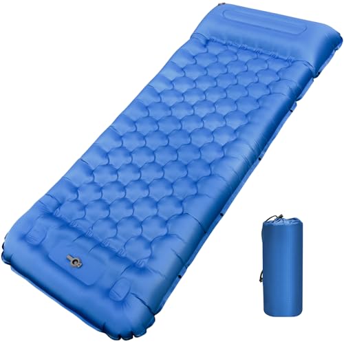 NAPASA Tappetino da campeggio, 12-14 cm, ultraleggero, gonfiabile, con pompa a pedale integrata, doppio materassino gonfiabile da campeggio, impermeabile, per campeggio, escursioni, escursioni