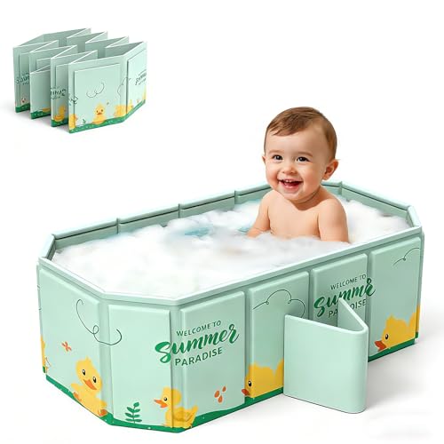 Lafisun Babybadewanne Faltbar, Tragbare Baby badewanne, Große Babywanne für 0-8 Jahre, Integrierte Badewanne mit Ablassschraube, Duschbecken(78 * 45 * 30 CM)