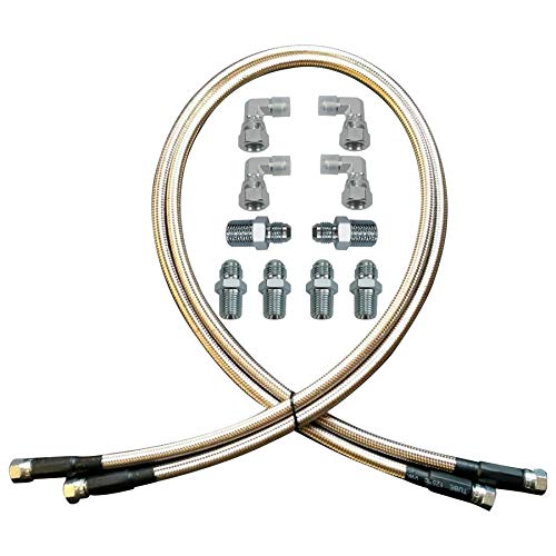 Transmission Cooler Hose Fitting, Fit For Chevy Ford Mopar Gm Gmc Buick Cadillac Cars And Trucks, Stainless Steel Braided Lines, Replace Th350/ 700R4/ Th400 -52 Inch #TOP1