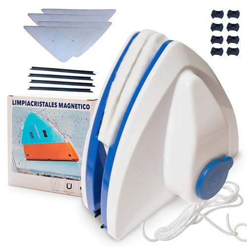 X x D Xyra-Dul Limpiacristales Magnético para Ventanas Simples 3-8 mm -Limpieza Segura Exterior Desde el Interior - Depósito para Agua y Jabón -Recambios Originales - Limpiador Cristales Magnético