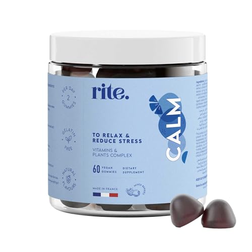 rite. CALM Vegan Vitamin Gummies | Adaptogens Botanicals L-Theanine Vitamin B6 Vitamin E | Reduce stress support better sleep improve mood | 60 Vegan Gummies |Delicious Natural berries flavour