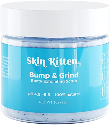 Skin Kitten Bump and Grind - Moisturizing Sugar Scrub and Stretch Mark Remover - Exfoliating Booty Scrub and Butt Acne Clearing Treatment - Dark Spot Corrector and Anti Cellulite Butt Scrub (3oz)