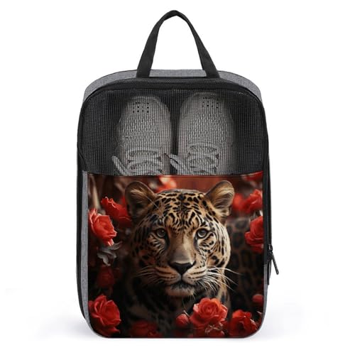 Sac à chaussures suspendu imprimé rose tigre contre le désordre