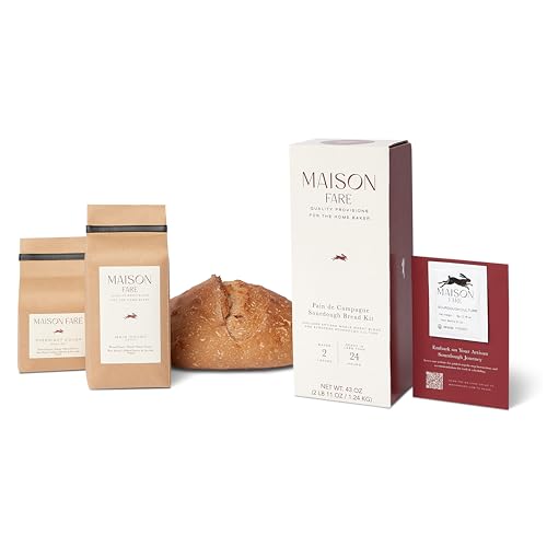 Maison Fare Sourdough Breadmaking Kit - Fast-Activating Starter, Artisan Flour Mix, Online Companion - Foolproof Step by Step Videos - Bake 2 XL Loaves with Earthy Whole Grain Flavor