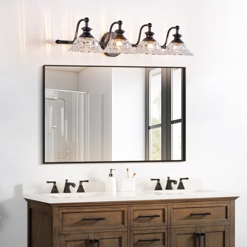 Image of XIEDUN Black Bathroom 29.7 inch Vanity Light Farmhouse Vanity Lights Vanity Lighting Fixtures