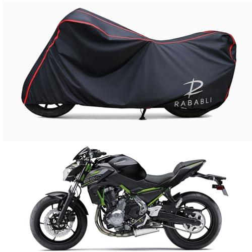 Image of Waterproof Bike Body Cover Compatible for | KawasaZ650 STD | Taffeta Fabric, Red Piping Design, Bottom Elastic Fit | Dustproof, Sun UV & Rain Protection for All Bikes
