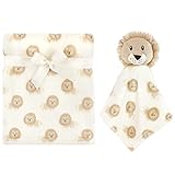 Hudson Baby Unisex Baby Plush Blanket with Security Blanket, Lion, One Size
