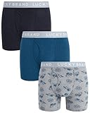 Lucky Brand Mens Boxer Briefs - 3 Pack 6'' Inseam Soft Cotton Boxers for Men - Stretch Mens Underwear Boxer Briefs, Size Large, Blue Heather/Grey Heather/Charcoal Heather