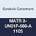 Sandvik Coromant, MATR 3-UN01F-560-A 1105, CoroCut XS Insert for Thread Turning, Carbide, Right Hand Cut, 1105 Grade, AlTiN (Pack of 5)