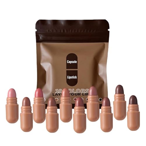 Lápiz labial para mujer, 10 colores, diseño de píldoras, color duradero, pack ahorro, para , bodas, cumpleaños, viajes, escuela y universidad