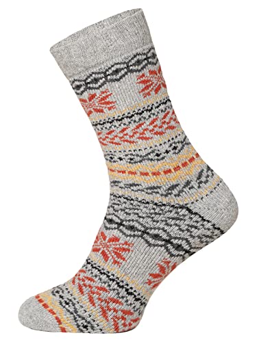 2 Paar Hygge Norweger Socken Herren Und Damen - Dicke Wollsocken In Schöner, Schwerer Qualität, Verstärkte Ferse Und Spitze - Schafwollsocken Strapazierfähig, Grau-Anthrazit 39-42 Cover