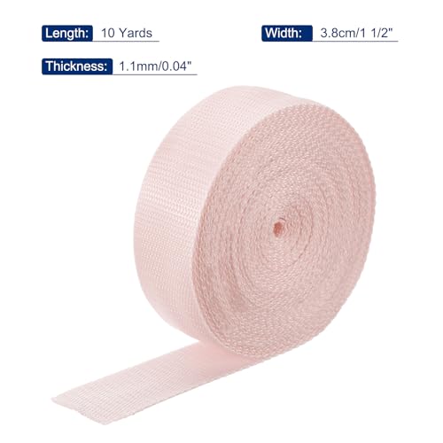 Image of MECCANIXITY Lightweight Polypropylene Webbing Strap 1.5 inch 10 Yard Backpack Strapping Band Pale Pink for Outdoor Luggage Cargo Straps