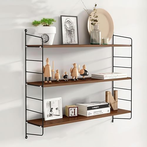 NICROSE ウォールシェルフ 壁を傷つけない 壁掛け棚 3段 幅60 壁 棚 穴あけない 飾り棚 木製 DIY ウォールラック 取り付け簡単 高さ調節可能 壁 収納棚 壁面収納 お手入れ簡単 賃貸 おしゃれ 北欧 インテリア (幅60*奥行き20*高さ