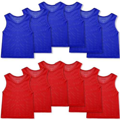 Image of Sintege 12 Pcs Soccer Pinnies Pennies Jersey Scrimmage Vest Sports Practice Jersey Mesh Basketball Vest for Youth Adult Kids