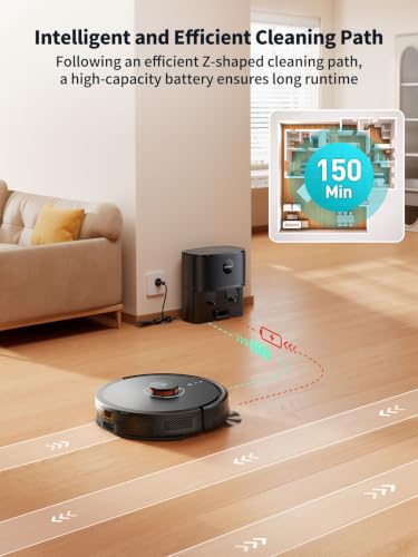 Image of Robot Vacuum and Mop, Self-Emptying Robot Vacuum Cleaner with 8000Pa Suction, Laser Navigator with Smart Mapping Robotic Vacuums, 150Mins Runtime,Schedule,App Alexa Control for Carpet /Pet Hair,Q10 pro