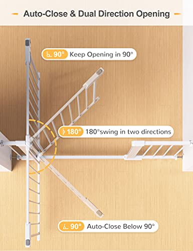 Tokkidas 29.5-51.6" Auto Close Safety Baby Gate, Extra Tall And Wide Dog Gate, Durable Easy Walk Thru Child Gate For Stairs, Doorways, House, Pressure Mounted Kit, White #TOP2