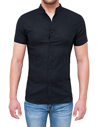Chemise en lin homme Evoga noire XL : une coupe couturière fluide