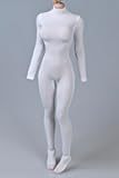 Fremego 1/6 Scale Female Clothes,Female Tight Bodysuit Long Sleeved Jumpsuit Bottom Coat Clothing for 12inch PH TBL JO Action Figure (White)