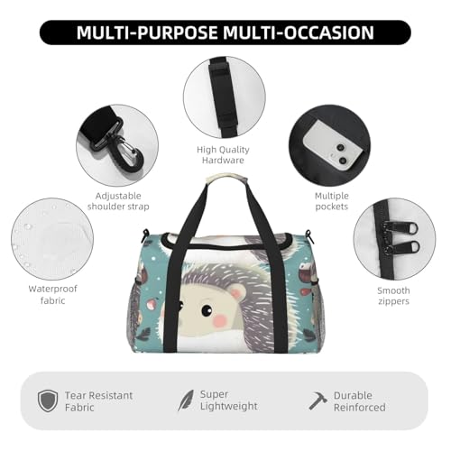 Travel Duffel Bag Lightweight Waterproof Carry On Tote Bag Foldable Weekender Overnight Bags Cute Cartoon Hedgehog Sport Gym Bag For Women Men3