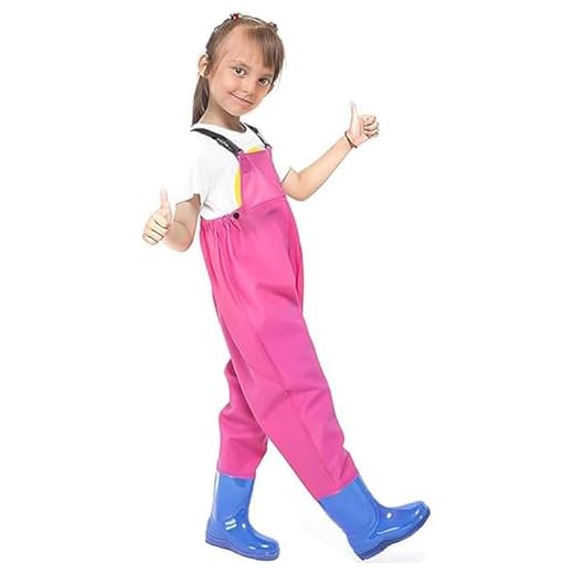 Luwint Kids Chest Waders for Girls, Youth Fishing Waders with Boots Children Hunting Wader Waterproof Lightweight Bootfoot Pink