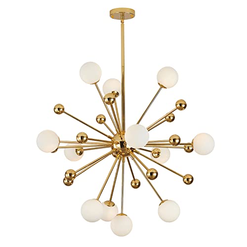 Lustre suspension doré anti-éblouissement à 12 lampes pour grands séjours sombres