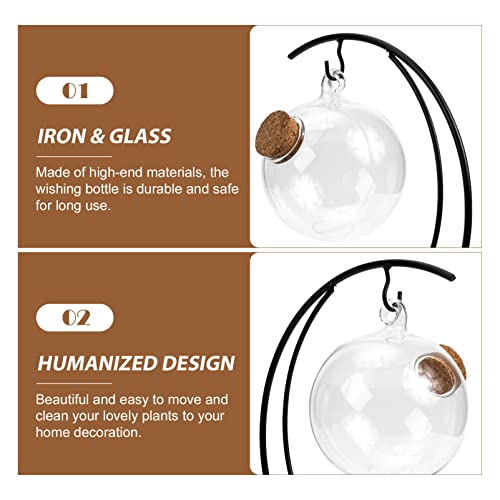 Cabilock Ornaments Glass Vase Glass Favor Jars With Ornament Stand Memento Jar Container Wishing Bottle Decorative Candy Bowls For Diy Flower Vase Wedding Party Clear Glass Bowl Vase - Image 3
