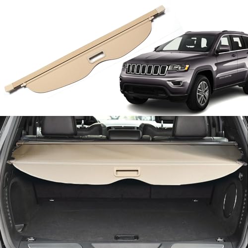 Liizoo Cargo Cover Fit for Jeep Grand Cherokee 2011-2016 2017 2018 2019 2020 2021 Rear Trunk Cover Rear Trunk Security Cover Shielding Shade Car Accessories, Beige