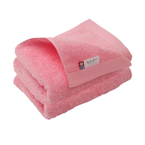 今治タオル nico フェイスタオル 2枚組 リゾートホテルタオル 34x85cm 肌触りが良い 高級 ホテル仕様 ふわふわ ふかふか ふんわり 綿100% 無地 日本製 (アイスピンク)