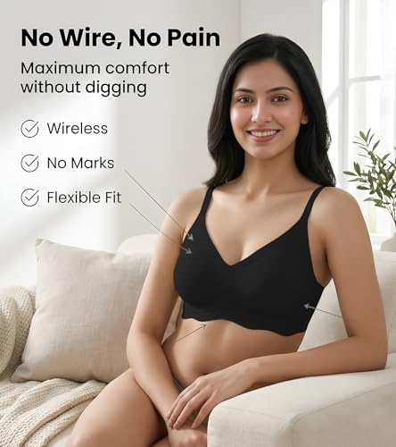 Image of DClub Wireless Bras for Women No Underwire Seamless Push Up Full Coverage Everyday Bra Comfortable Supportive Tshirt Bralette