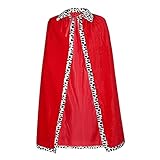 VIELSEITIG & EINZIGARTIG - Heben Sie sich mit unserem König und Königin Gewand von der typischen Kostümmasse ab. Im Gegensatz zu anderen generischen Kostümen bietet dieser Umhang ein einzigartiges und authentisches mittelalterlich inspiriertes Design, das die Essenz des Königs einfängt. Egal, ob Sie an einer Renaissance-Messe teilnehmen oder eine Motto-Party veranstalten, dieser Kostüm-Umhang wird Sie zum Mittelpunkt der Aufmerksamkeit machen und einen bleibenden Eindruck auf alle um Sie herum hinterlassen.