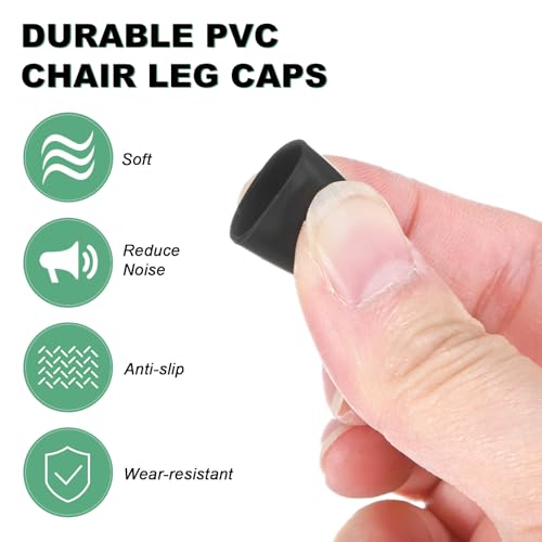 Image of M METERXITY 60-Pack Chair Leg Caps, 3 /8 Inch(10mm) PVC Chair Leg Floor Protectors for Folding Chairs /Metal Chairs /Furniture Table /Hardwood Floors, Round Non-Slip Cover End Tips [Black]