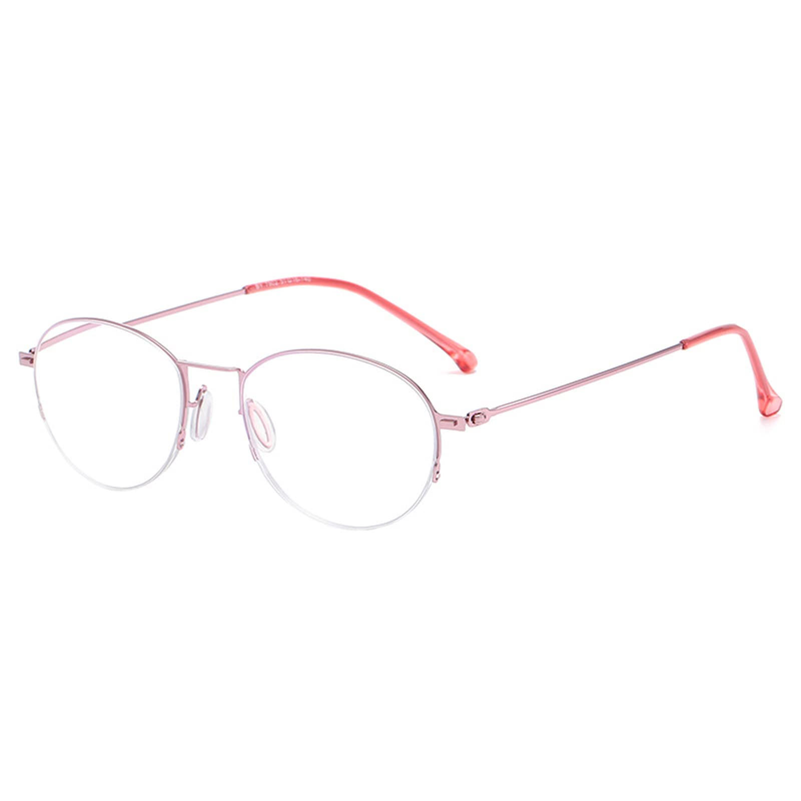 Mujeres Anti-Luz Azul Gafas de Lectura Metal Redondo Medio Marco Gafas para Ancianos HD Antideslumbrante Tensión Ocular Lector de Computadora +1.0 a + 3.0,Pink-+1.50