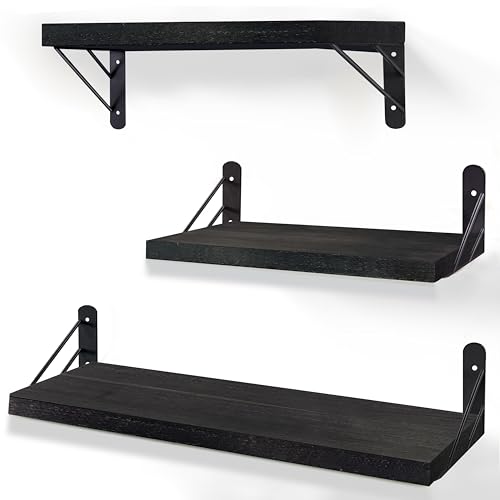 ZVZM Estanteria de Pared Madera, Baldas Flotantes Pared, 3 Niveles Repisas Estante de Pared, Estantería Pared, Estantes Flotantes, Decoración Pared Salon, Dormitorio, Baño, Cocina