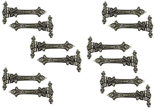 Image of Adonai Hardware Adonijah Antique Cast Iron Strap T Hinge (7.9 inch x 12 Pack, Antique Brushed Nickel) for Barn Doors, Gates, Kitchen Cabinets, Sheds, Wooden Box, Furniture, Cedar Chest and Trunks