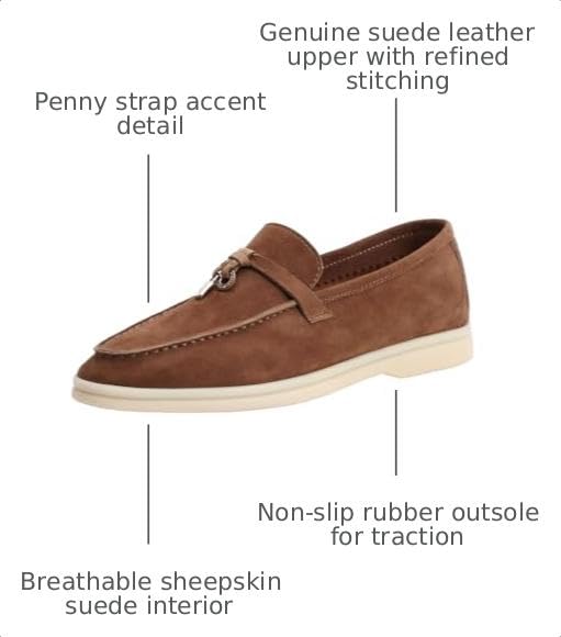 Image of Women's Summer Charms Suede Loafers - Premium Sheepskin Unlined Upper,Classic or Styles with Metal Detail for Casual, Office, Travel & All Day Wear