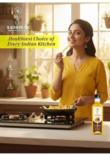 Image of Aadhiram Pure Groundnut Oil | Edible Cooking Oil | Premium Peanut Oil for Daily Cooking Frying Sauteing Roasting and Tempering | Light Texture Natural Aroma | PET Bottle 500ml (Pack 1)