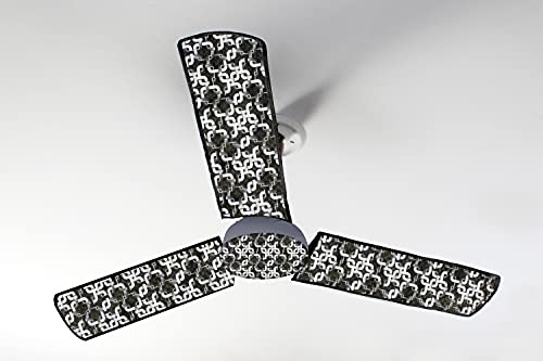 Image of Stylista Waterproof & Dustproof Three Blade Ceiling Fan Cover with attachable Enclosure Set of 1 Fan Cover Trellis Pattern Grey